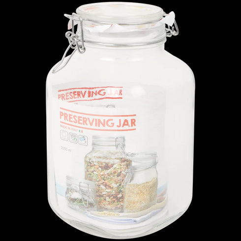 Borcan de Conservare Ermetic din Sticlă cu Clema - Păstrează Prosfețimea Alimentelor (3 Litri)