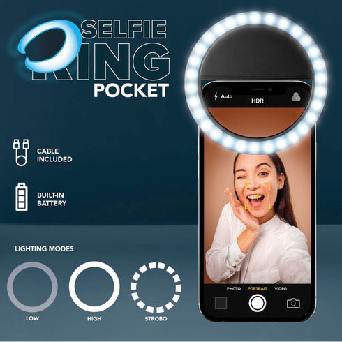 Selfie Ring Pocket Cellularline LED - Universal
