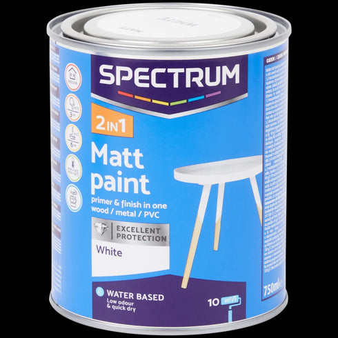 Vopsea Mată 2 în 1 Spectrum Alb - Soluția Completă pentru Lemn, Metal și PVC