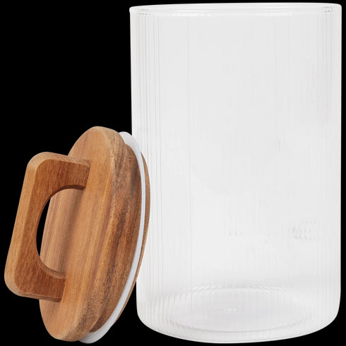 Borcan Elegant de Depozitare cu Capac din Lemn Natural - Perfect pentru Bucătăria Ta