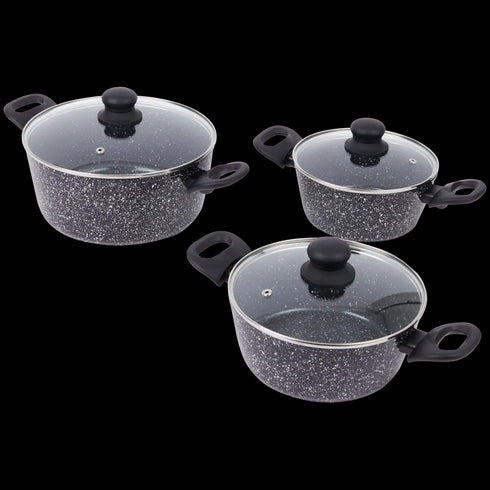 Set de 3 Tigăi Anti-aderente "Piatra" - Gătit Eficient și Sănătos