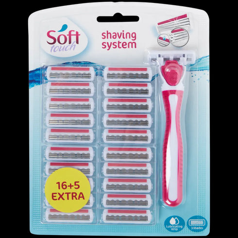 Aparat de Ras Premium Soft Touch cu 21 Lame de Rezervă - Barbierit Impecabil