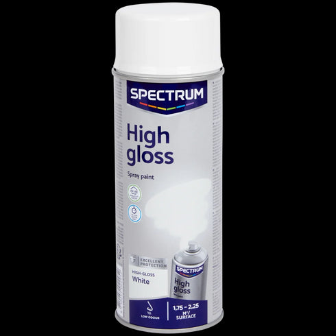 Vopsea Spray Profesională Albă Lucioasă Spectrum - Acoperire Rapidă și Durabilă