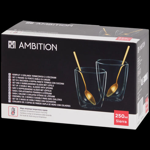 Pahare de ceai cu pereți dubli Ambition Sierra - Aurii, 2 buc