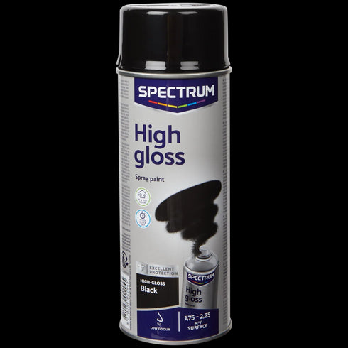 Vopsea Spray Profesională Spectrum - Negru Lucios, Uscare Rapidă