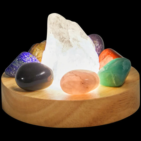 Lampă Chakra Deluxa cu 8 Cristale - Armonie și Echilibru Energetic