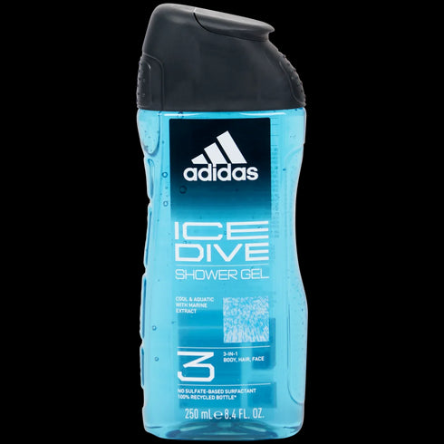 Gel de Duș Adidas Ice Dive 3 în 1 - Revitalizare Maximă pentru Corp, Față și Păr