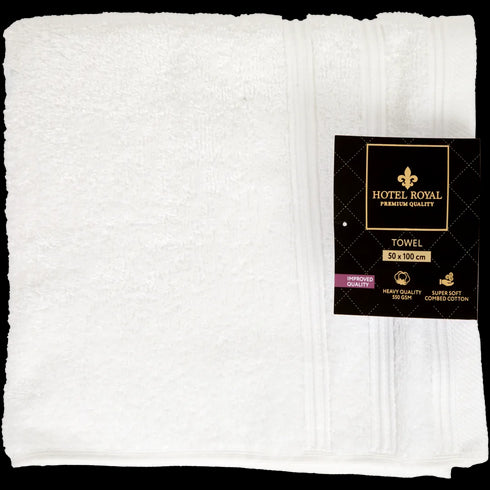 Prosop de Baie Hotel Royal Alb - Lux 100% Bumbac, 550 GSM, Dimensiune Mare