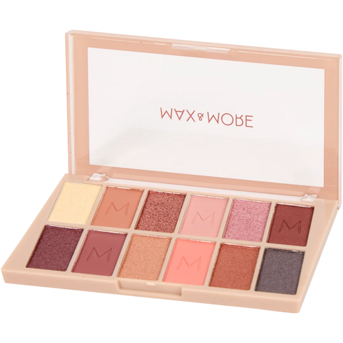 Paletă Profesională de Farduri Ochi Max & More - 12 Culori Intense, Texturi Variate (Mat & Metalic)