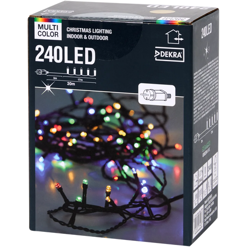 Instalație Luminițe LED Crăciun Multicolore - 240 becuri, 20m