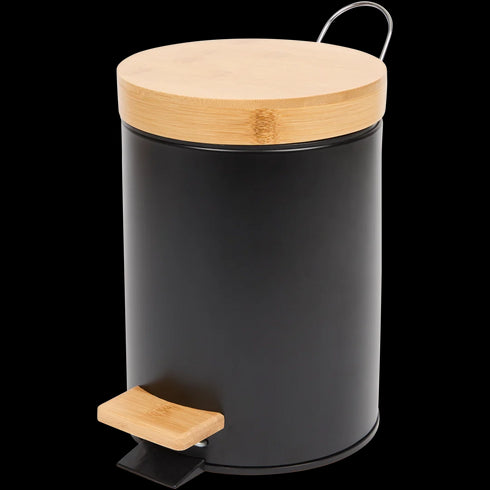 Coș de gunoi elegant cu pedală și finisaj din bambus - Soluția perfectă pentru baia ta