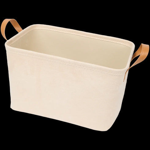 Coș de Depozitare Elegant cu Mânere din Piele - Soluția Perfectă pentru Organizarea Casei Tale