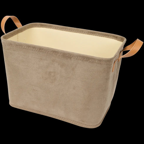 Coș de Depozitare Elegant cu Mânere din Piele - Soluția Perfectă pentru Organizarea Casei Tale