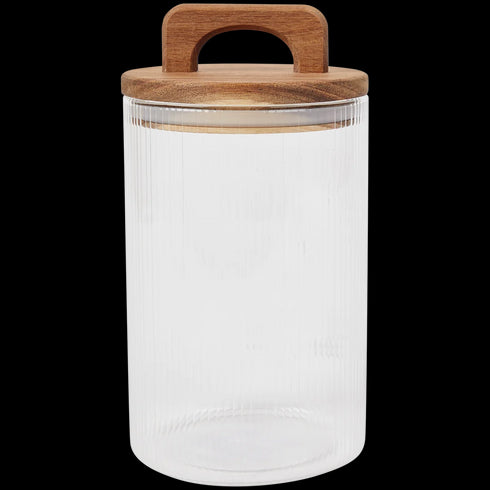 Borcan Elegant de Depozitare cu Capac din Lemn Natural - Perfect pentru Bucătăria Ta