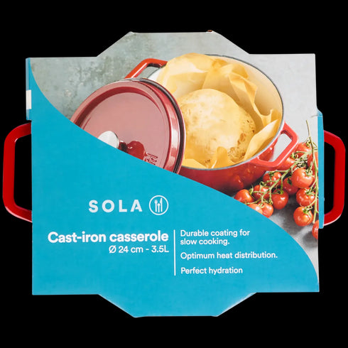 Oală din Fontă Emailată Sola Ø24cm - Perfectă pentru Cuptor și Gătit Lent