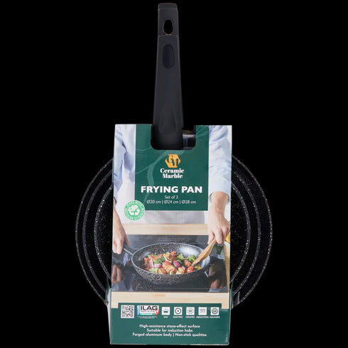 Set Tigăi Premium Ceramic Marble - Gătire Sănătoasă și Stil în Bucătăria Ta