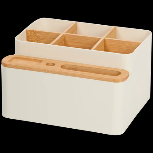 Organizator de Birou Premium din Bambus - Soluția Perfectă pentru un Spațiu Ordona