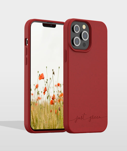 Husa biodegradabila Bigben Just Green pentru iPhone 13 Pro Max, Rosie