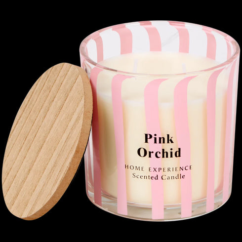 Lumânare Parfumată Premium în Sticlă cu Dungi - Aroma Relaxantă, 33h Ardere