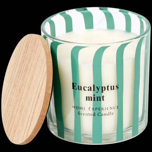 Lumânare Parfumată Premium în Sticlă cu Dungi - Aroma Relaxantă, 33h Ardere