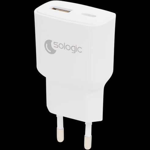 Încărcător de Perete Sologic Puternic - 12W, Dual USB-A & USB-C, Încărcare Rapidă