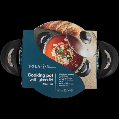 Oală Premium cu Capac de Sticlă Sola - Gătește Eficient și Stilistic!
