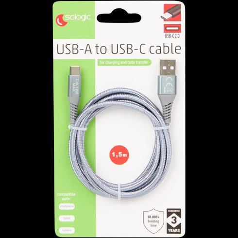 Cablu USB-C Sologic 1.5M - Încărcare Rapidă și Transfer Date (18W)