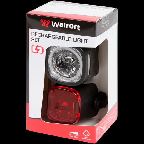 Set Lumini LED Reîncărcabile Walfort - Siguranță și Vizibilitate Maximă pentru Biciclistul Tău