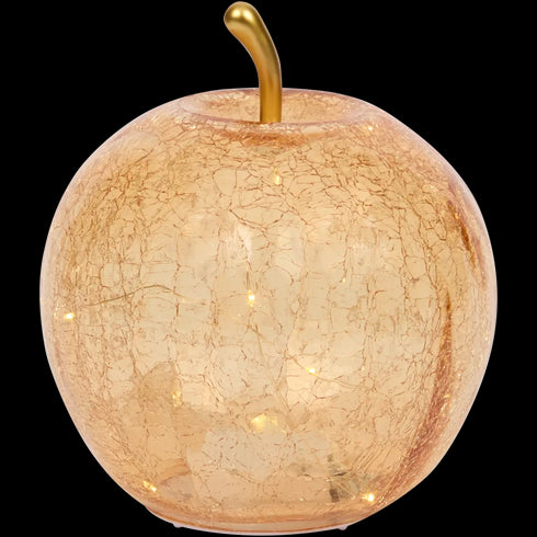 Măr Decorativ din Sticlă cu LED-uri - Iluminare Festivă și Eleganță Unică