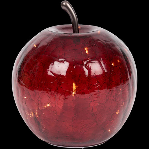 Măr Decorativ din Sticlă cu LED-uri - Iluminare Festivă și Eleganță Unică
