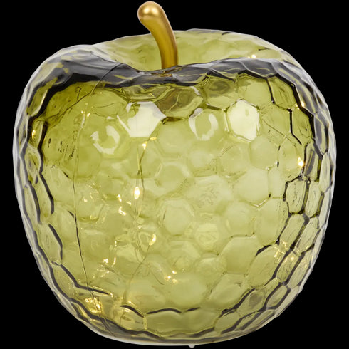 Măr Decorativ din Sticlă cu LED-uri - Iluminare Festivă și Eleganță Unică