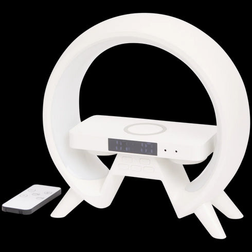 Ceas Deșteptător Digital Xtronic - Încărcare Wireless QI, Lumini LED RGB și Difuzor Bluetooth