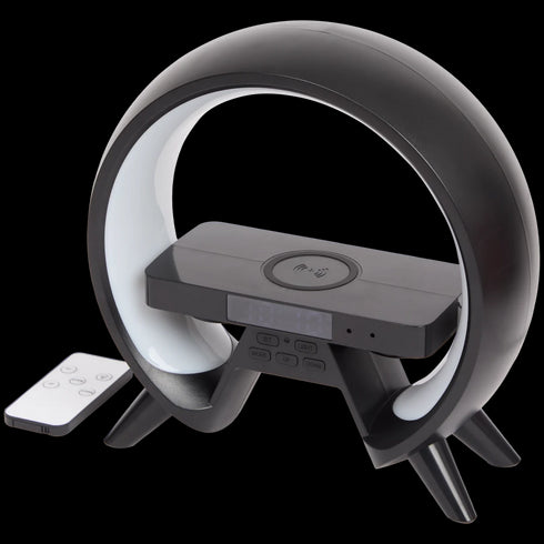 Ceas Deșteptător Digital Xtronic - Încărcare Wireless QI, Lumini LED RGB și Difuzor Bluetooth