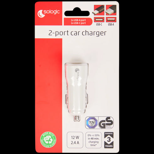 Încărcător Auto Rapid Sologic cu 2 Porturi USB-A - Performanță și Siguranță în Mișcare