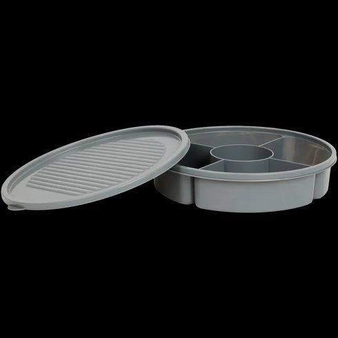 Cutie Snackbox Rotundă Premium - 5 Compartimente - Ideală pentru Gustări și Depozitare Versatilă