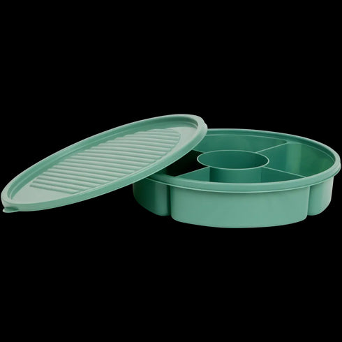 Cutie Snackbox Rotundă Premium - 5 Compartimente - Ideală pentru Gustări și Depozitare Versatilă