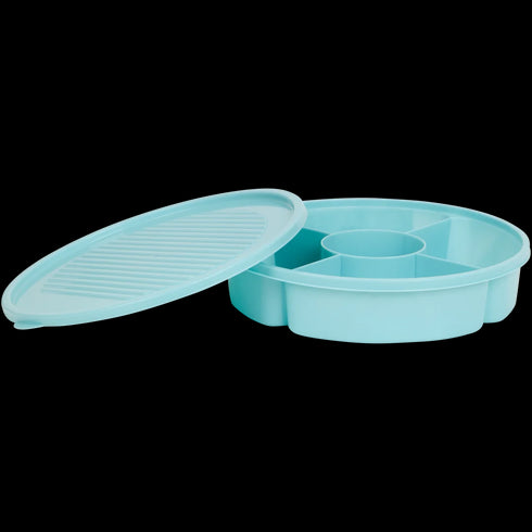 Cutie Snackbox Rotundă Premium - 5 Compartimente - Ideală pentru Gustări și Depozitare Versatilă