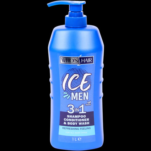Șampon, Balsam și Gel de Duș 3 în 1 Who's Hair Ice Men - Prospețime și Vitalitate
