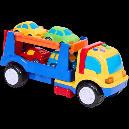 Camion de Transport "Action" cu Lumini, Sunete și 4 Mașinuțe Incluse - Jucărie Educativă și Captivantă