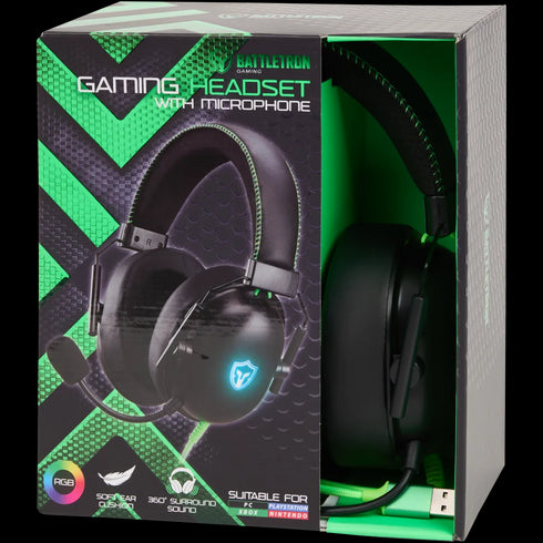 Căști de Gaming Battletron RGB - Sunet Imersiv și Confort Suprem pentru PC, PlayStation, Nintendo