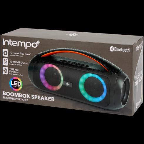 Boxă Boombox Intempo Puternică - Sunet Stereo, Lumini LED și 44% Reducere!