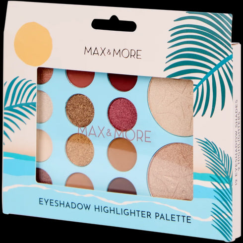 Paletă de Farduri și Iluminatoare Max & More – Culori Vibrante și Rezistență pentru un Machiaj Profesional