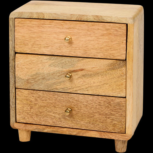 Organizator Elegant din Lemn de Mango cu 3 Sertare - Soluția Perfectă de Depozitare