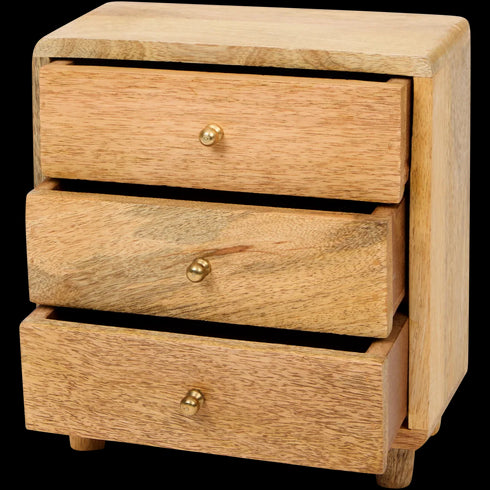 Organizator Elegant din Lemn de Mango cu 3 Sertare - Soluția Perfectă de Depozitare