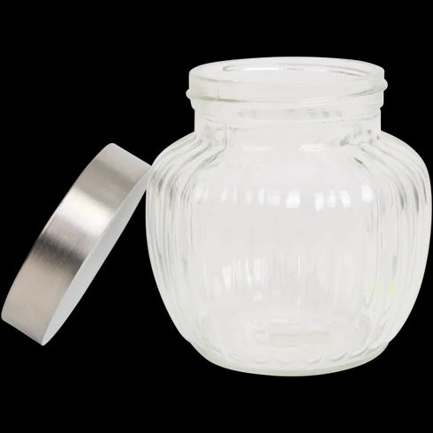 Recipient Elegant cu Capac Ambition - Sticlă Rezistentă și Design Striat