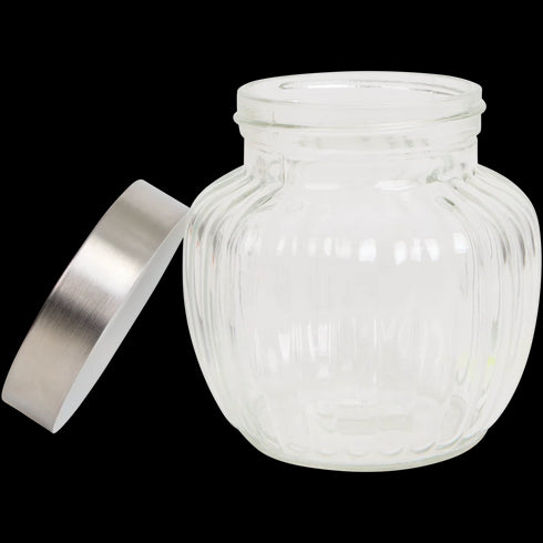 Recipient Elegant cu Capac Ambition - Sticlă Rezistentă și Design Striat