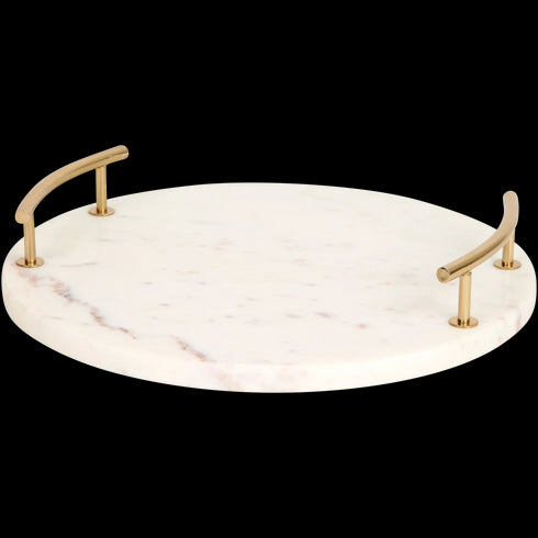 Tavă Elegantă de Servire din Marmură cu Mânere Metalice - Adaugă Stil Mesei Tale