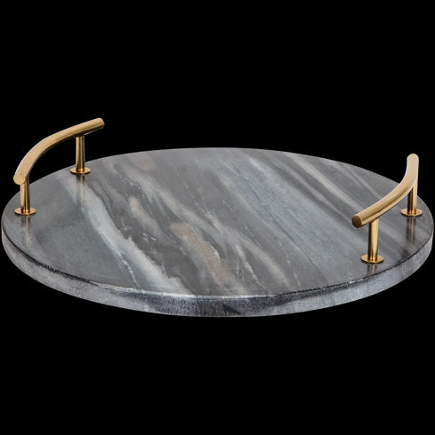 Tavă Elegantă de Servire din Marmură cu Mânere Metalice - Adaugă Stil Mesei Tale
