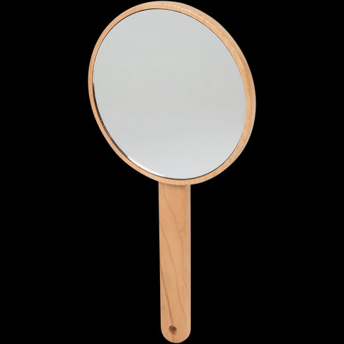 Oglindă de Mână Elegantă din Lemn Natural - Perfectă pentru Rutina Ta Zilnică
