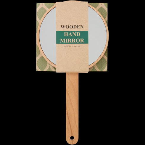 Oglindă de Mână Elegantă din Lemn Natural - Perfectă pentru Rutina Ta Zilnică